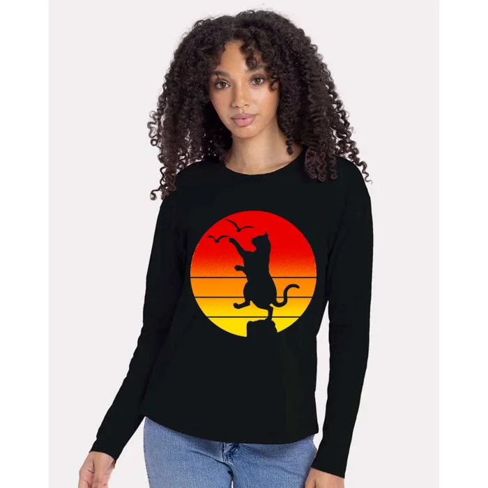 Retro Karate Cat 80's Movies Womens Cotton Relaxed Long Sleeve T-Shirt