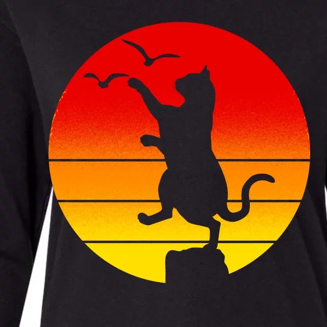 Retro Karate Cat 80's Movies Womens Cotton Relaxed Long Sleeve T-Shirt