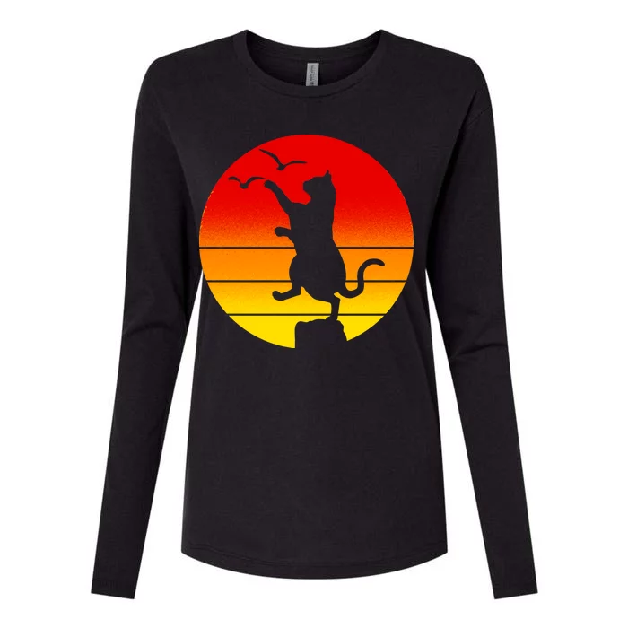 Retro Karate Cat 80's Movies Womens Cotton Relaxed Long Sleeve T-Shirt