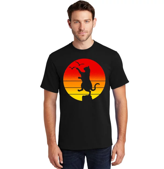 Retro Karate Cat 80's Movies Tall T-Shirt