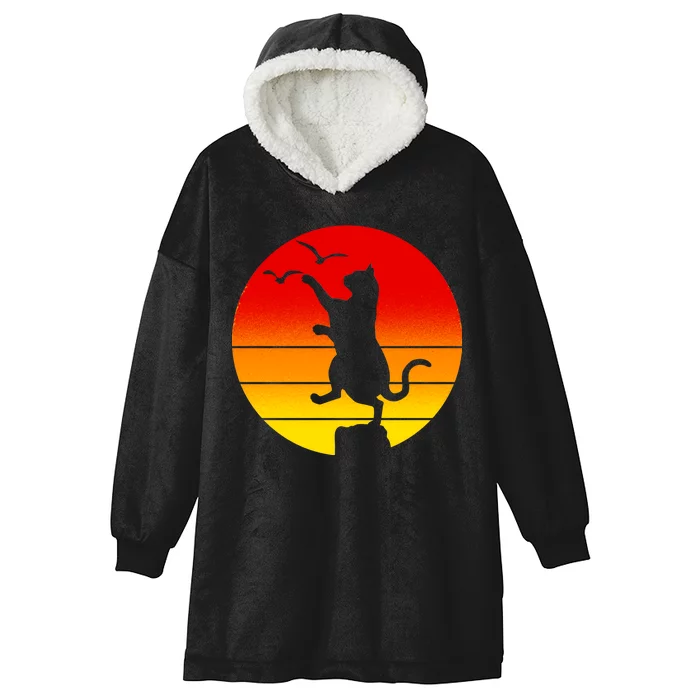 Retro Karate Cat 80's Movies Hooded Wearable Blanket