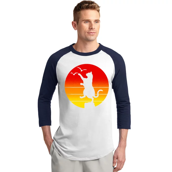 Retro Karate Cat 80's Movies Baseball Sleeve Shirt