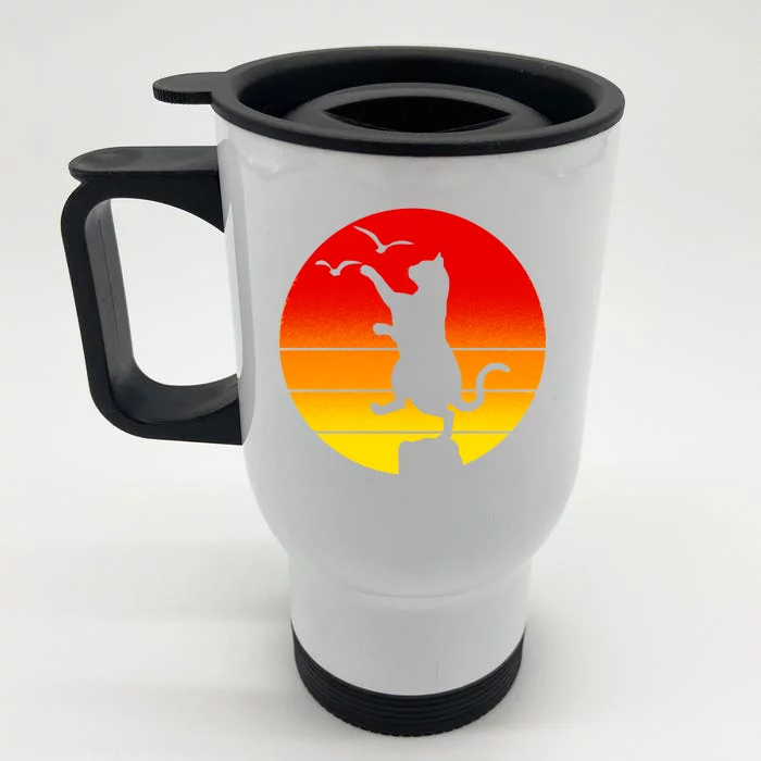 Retro Karate Cat 80's Movies Front & Back Stainless Steel Travel Mug