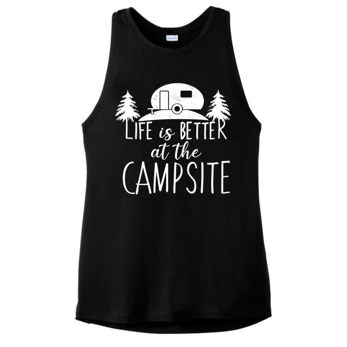 Retro Life is Better At The Campsite Ladies Tri-Blend Wicking Tank