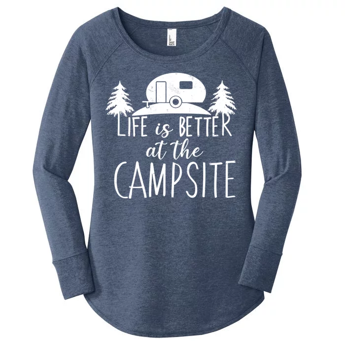 Retro Life is Better At The Campsite Women's Perfect Tri Tunic Long Sleeve Shirt