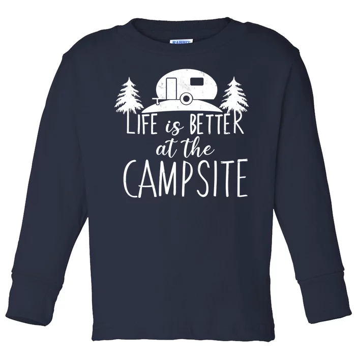 Retro Life is Better At The Campsite Toddler Long Sleeve Shirt