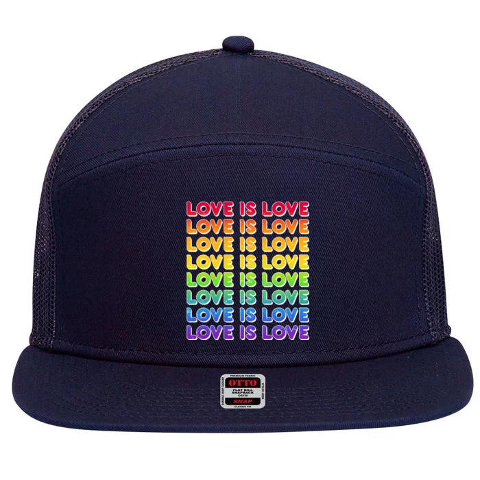 Retro Love is Love LGBT Rainbow 7 Panel Mesh Trucker Snapback Hat