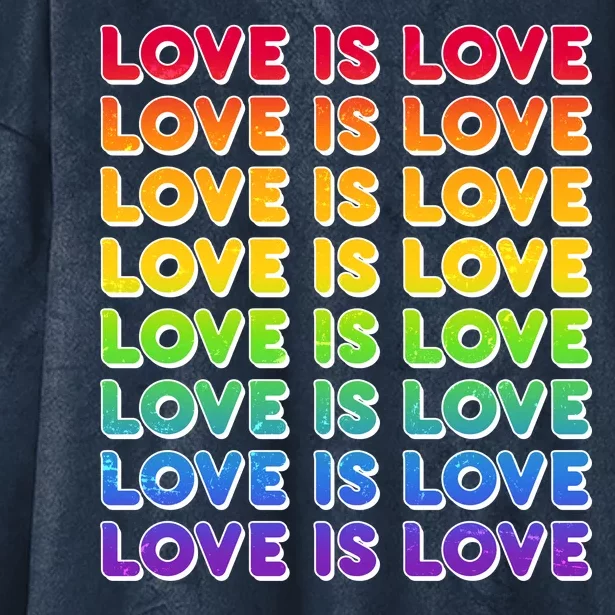 Retro Love is Love LGBT Rainbow Hooded Wearable Blanket