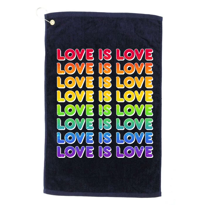 Retro Love is Love LGBT Rainbow Platinum Collection Golf Towel