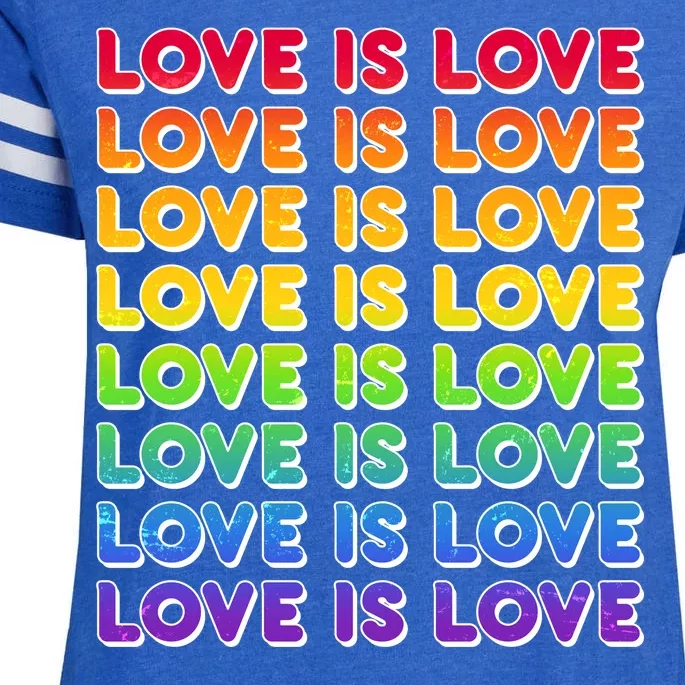 Retro Love is Love LGBT Rainbow Enza Ladies Jersey Football T-Shirt