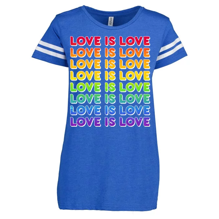 Retro Love is Love LGBT Rainbow Enza Ladies Jersey Football T-Shirt