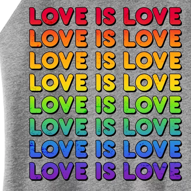 Retro Love is Love LGBT Rainbow Women’s Perfect Tri Rocker Tank