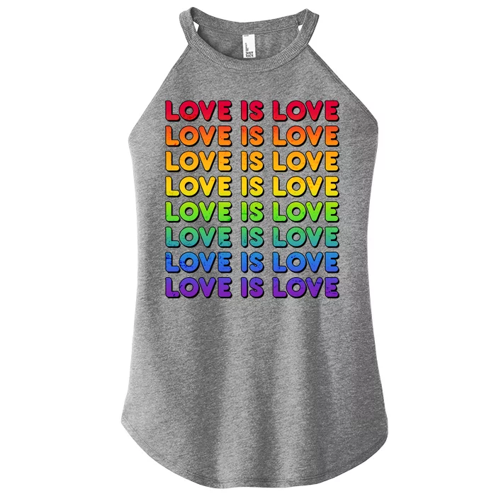 Retro Love is Love LGBT Rainbow Women’s Perfect Tri Rocker Tank