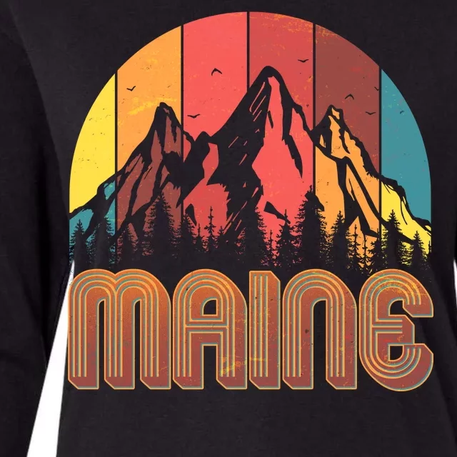 Retro Maine Womens Cotton Relaxed Long Sleeve T-Shirt