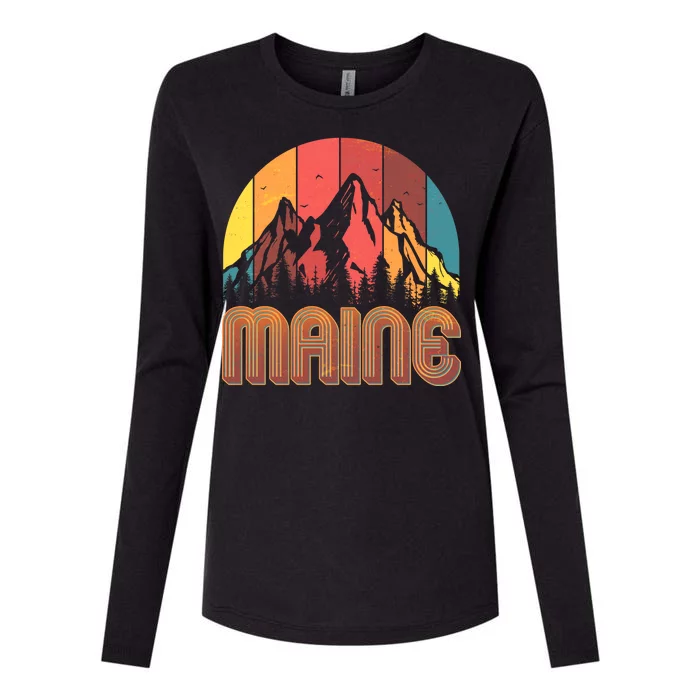 Retro Maine Womens Cotton Relaxed Long Sleeve T-Shirt