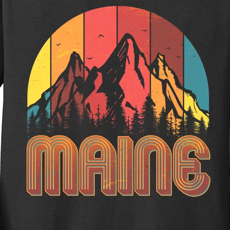 Retro Maine Kids Long Sleeve Shirt