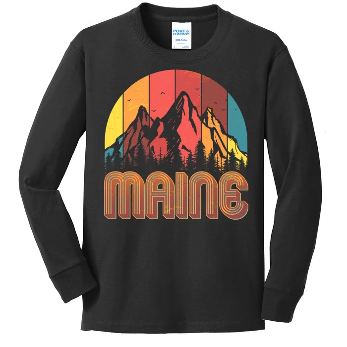 Retro Maine Kids Long Sleeve Shirt