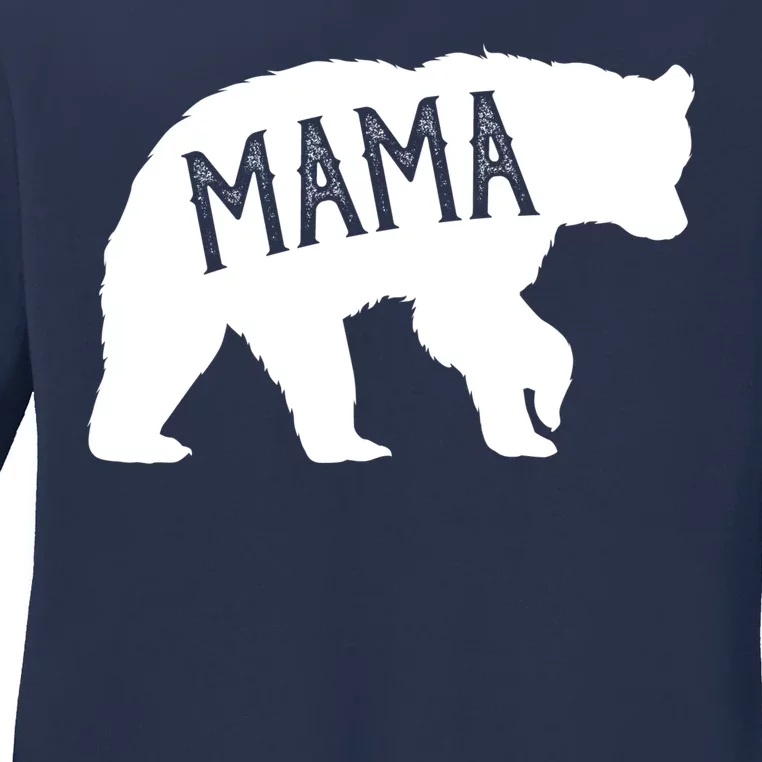 Retro Mama Bear Ladies Long Sleeve Shirt