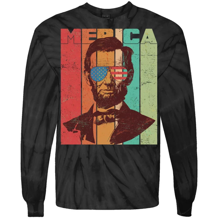 Retro Merica Lincoln Tie-Dye Long Sleeve Shirt