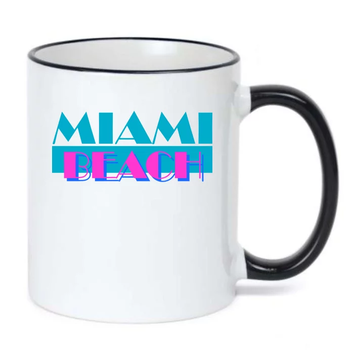 Retro Miami Beach Logo Black Color Changing Mug