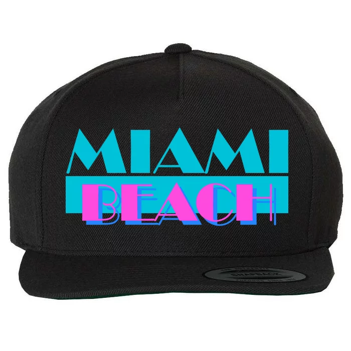 Retro Miami Beach Logo Wool Snapback Cap