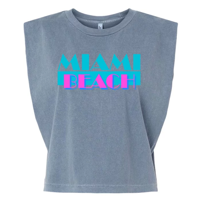 Retro Miami Beach Logo Garment-Dyed Women's Muscle Tee