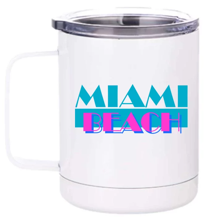 Retro Miami Beach Logo Front & Back 12oz Stainless Steel Tumbler Cup