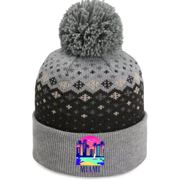 Retro Miami Florida The Baniff Cuffed Pom Beanie