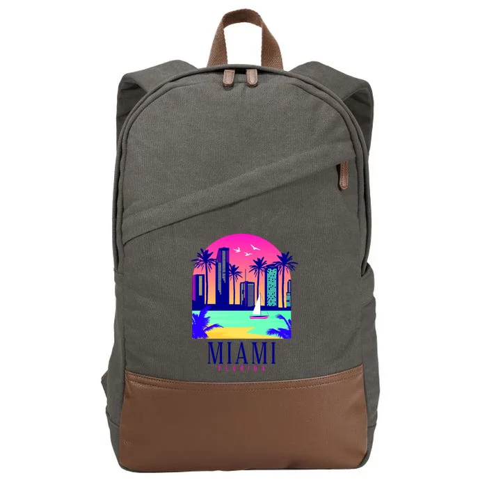 Retro Miami Florida Cotton Canvas Backpack