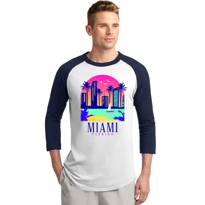 Retro Miami Florida Baseball Sleeve Shirt