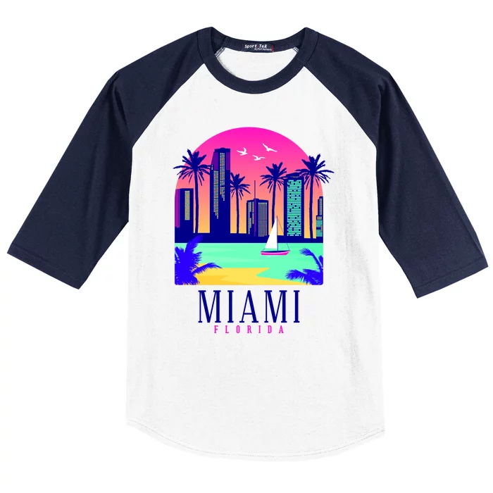 Retro Miami Florida Baseball Sleeve Shirt