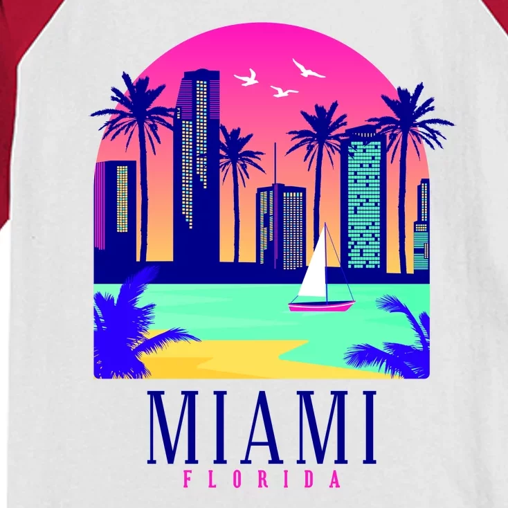 Retro Miami Florida Kids Colorblock Raglan Jersey