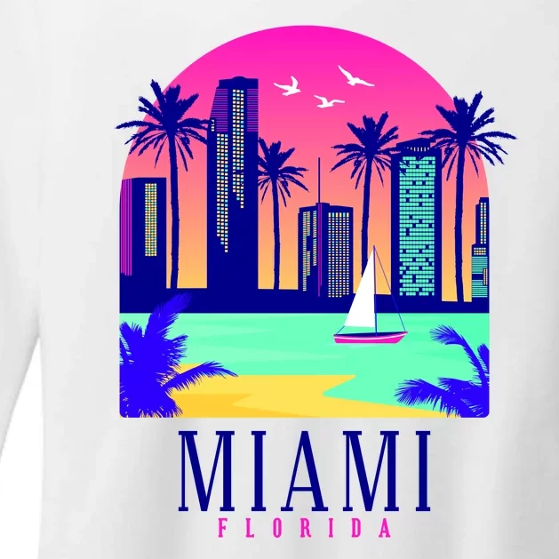 Retro Miami Florida Womens CVC Long Sleeve Shirt