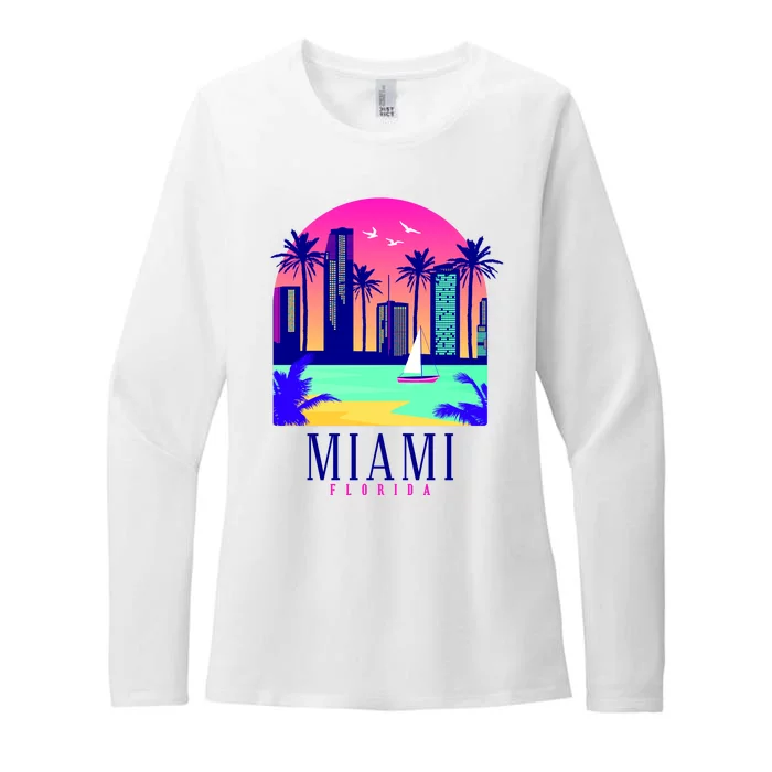 Retro Miami Florida Womens CVC Long Sleeve Shirt