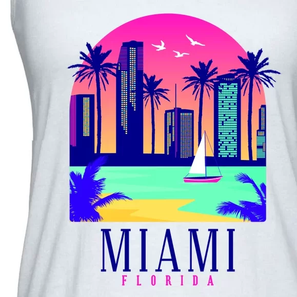 Retro Miami Florida Ladies Essential Flowy Tank