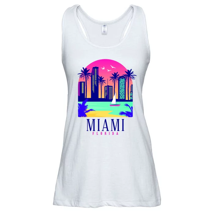 Retro Miami Florida Ladies Essential Flowy Tank