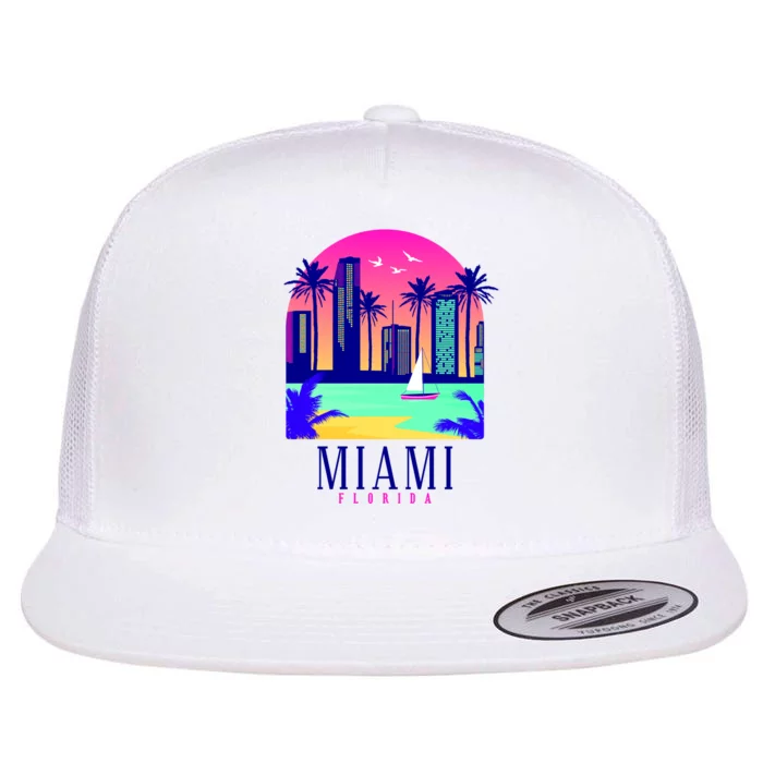 Retro Miami Florida Flat Bill Trucker Hat