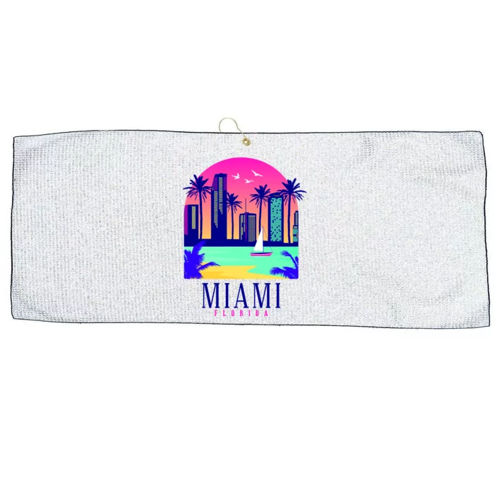 Retro Miami Florida Large Microfiber Waffle Golf Towel