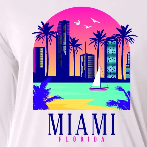 Retro Miami Florida Cooling Performance Long Sleeve Crew