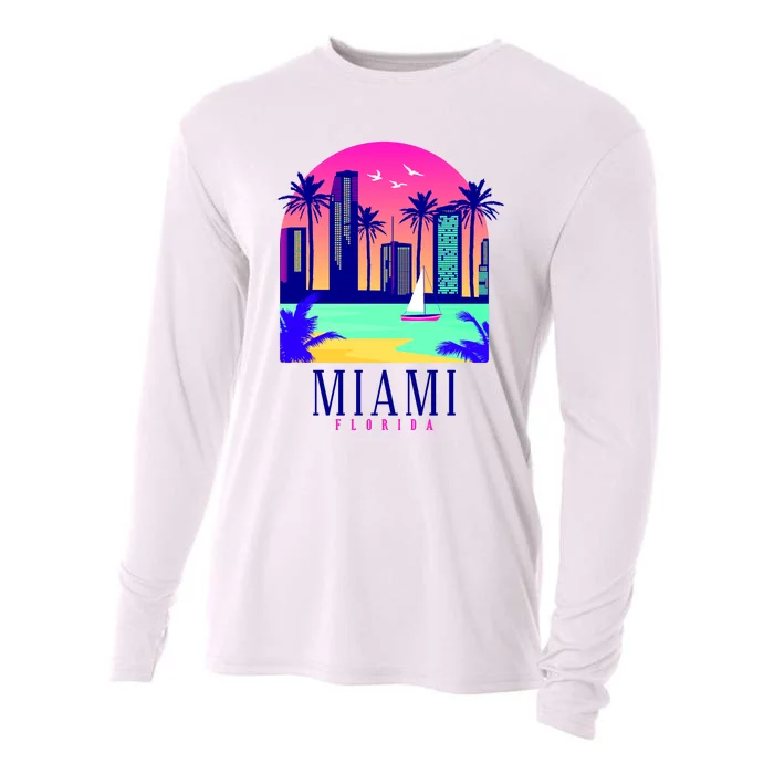 Retro Miami Florida Cooling Performance Long Sleeve Crew