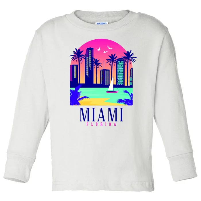 Retro Miami Florida Toddler Long Sleeve Shirt