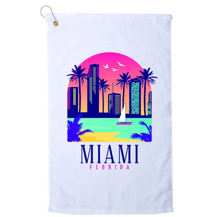 Retro Miami Florida Platinum Collection Golf Towel