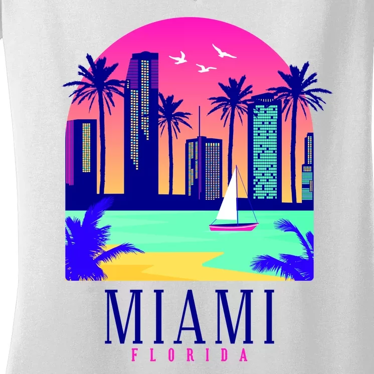 Retro Miami Florida Women's V-Neck T-Shirt