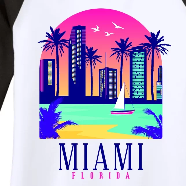 Retro Miami Florida Women's Tri-Blend 3/4-Sleeve Raglan Shirt