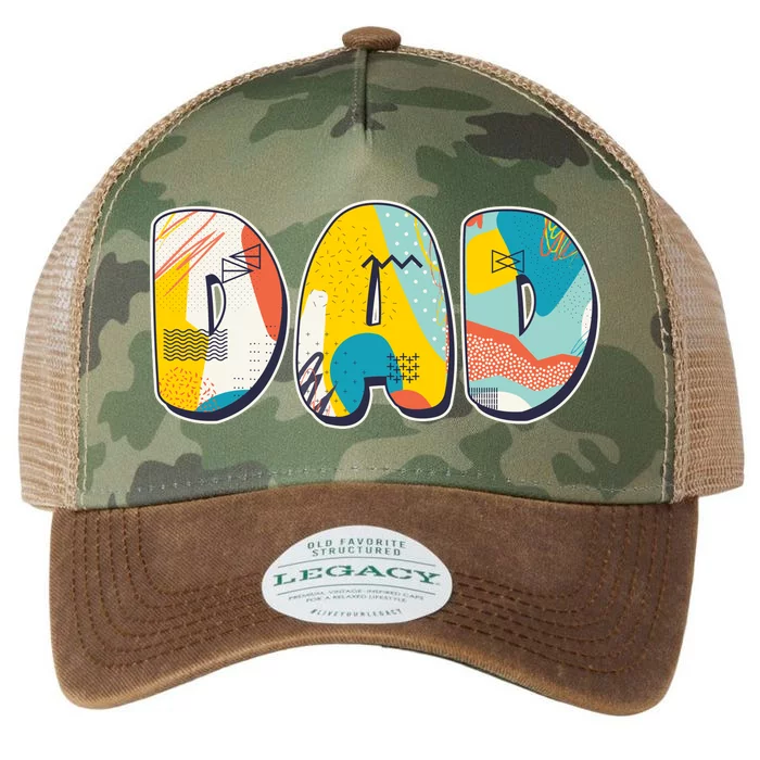 Retro Mod Pattern Dad Logo Legacy Tie Dye Trucker Hat