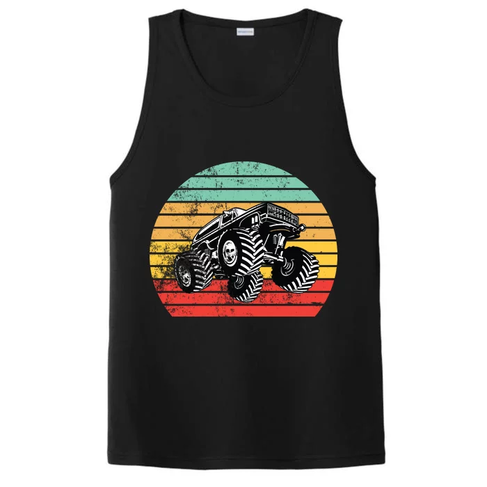 Retro Monster Truck Emblem Performance Tank