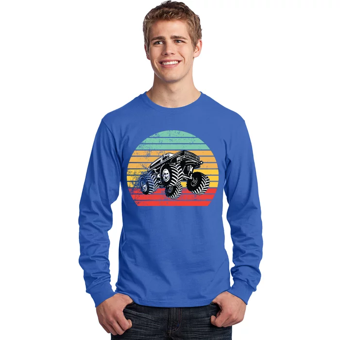 Retro Monster Truck Emblem Long Sleeve Shirt