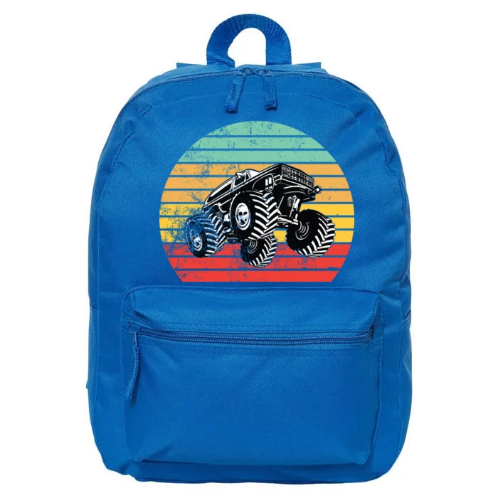 Retro Monster Truck Emblem 16 in Basic Backpack