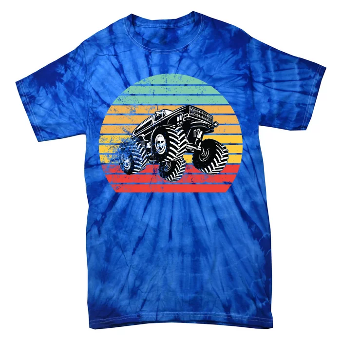 Retro Monster Truck Emblem Tie-Dye T-Shirt