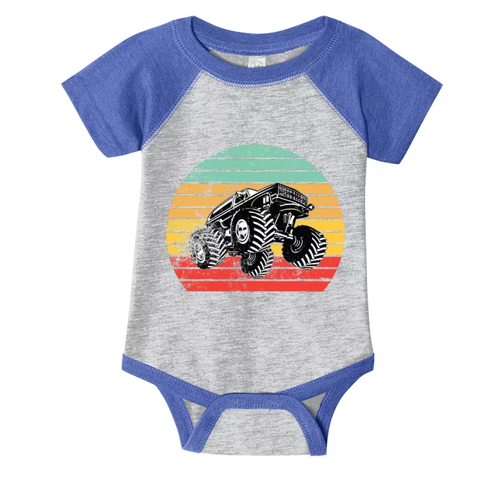 Retro Monster Truck Emblem Infant Baby Jersey Bodysuit